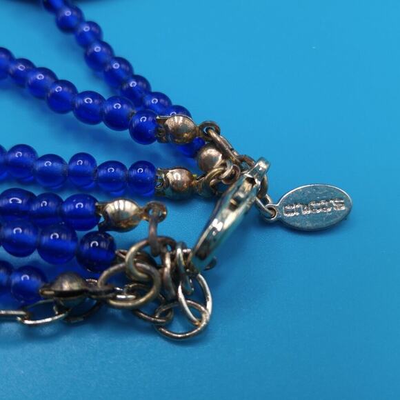 Chico’s Three Strand Gemstone Glass Beaded Necklace Blue Green Purple 22” - Picture 7 of 10